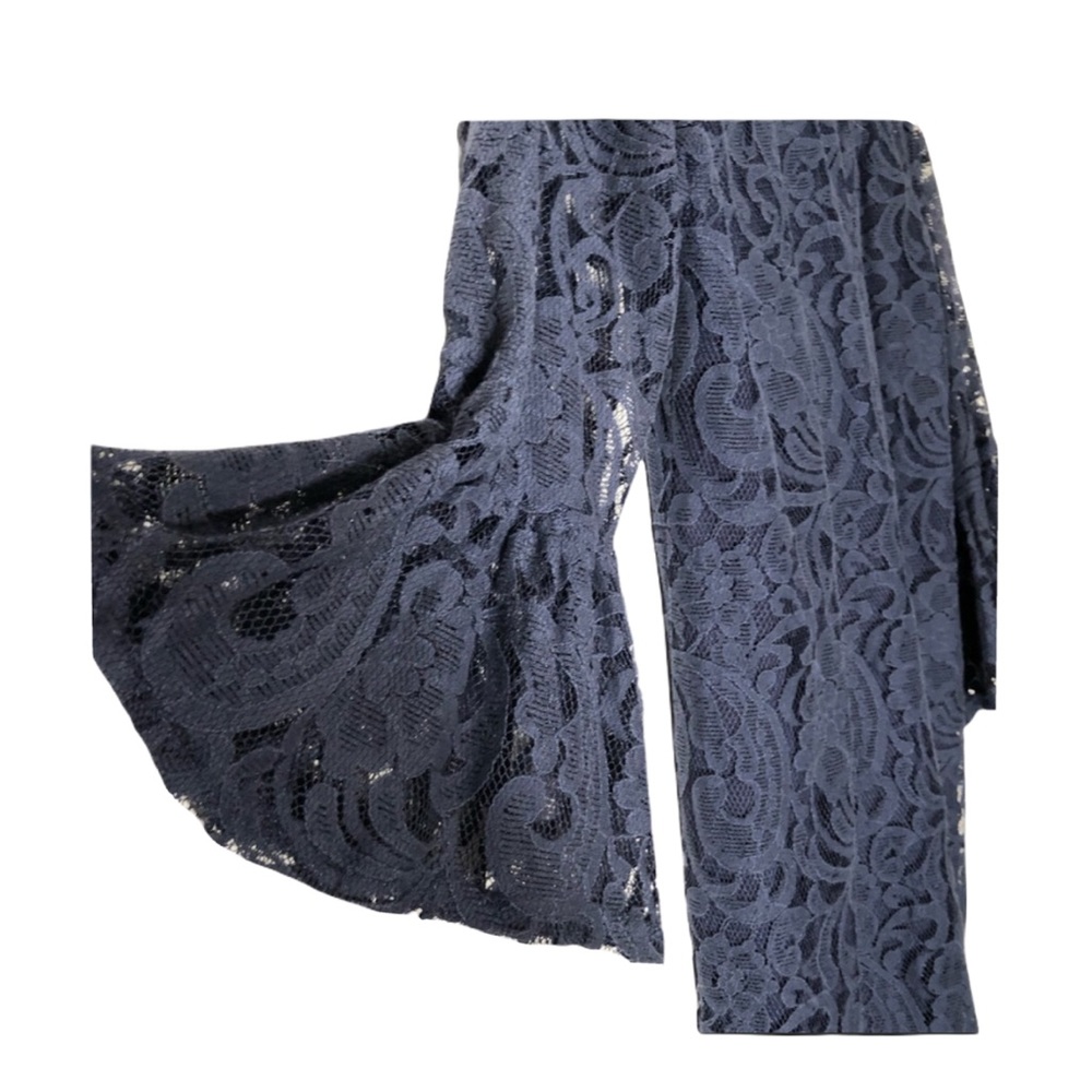 NWT Anthropologie Blu Pepper Navy Lace Tunic Dress Top Bell Sleeves Women L Boho - Picture 3 of 9